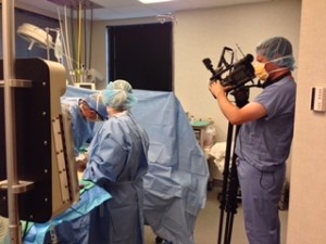 Dr. Bashioum is filmed for lumpectomy fat grafting