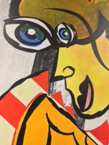 Picasso-type Bashioum painting close-up before